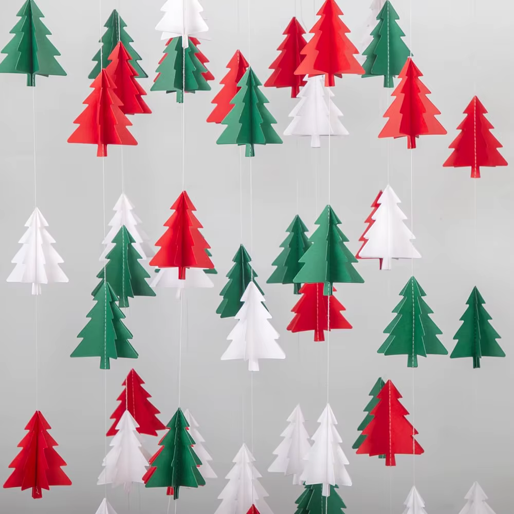 Banderoles en papier pour arbre de noël, 5 pièces, 10.4 pieds, rouge, blanc, vert, bannière d'arbre 