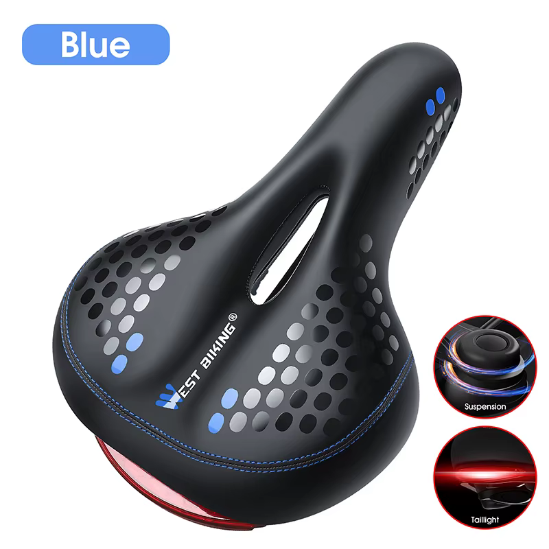WEST BIKING Selle de vélo large et confortable pour VTT, vélo de ville et vélo électrique avec feu a