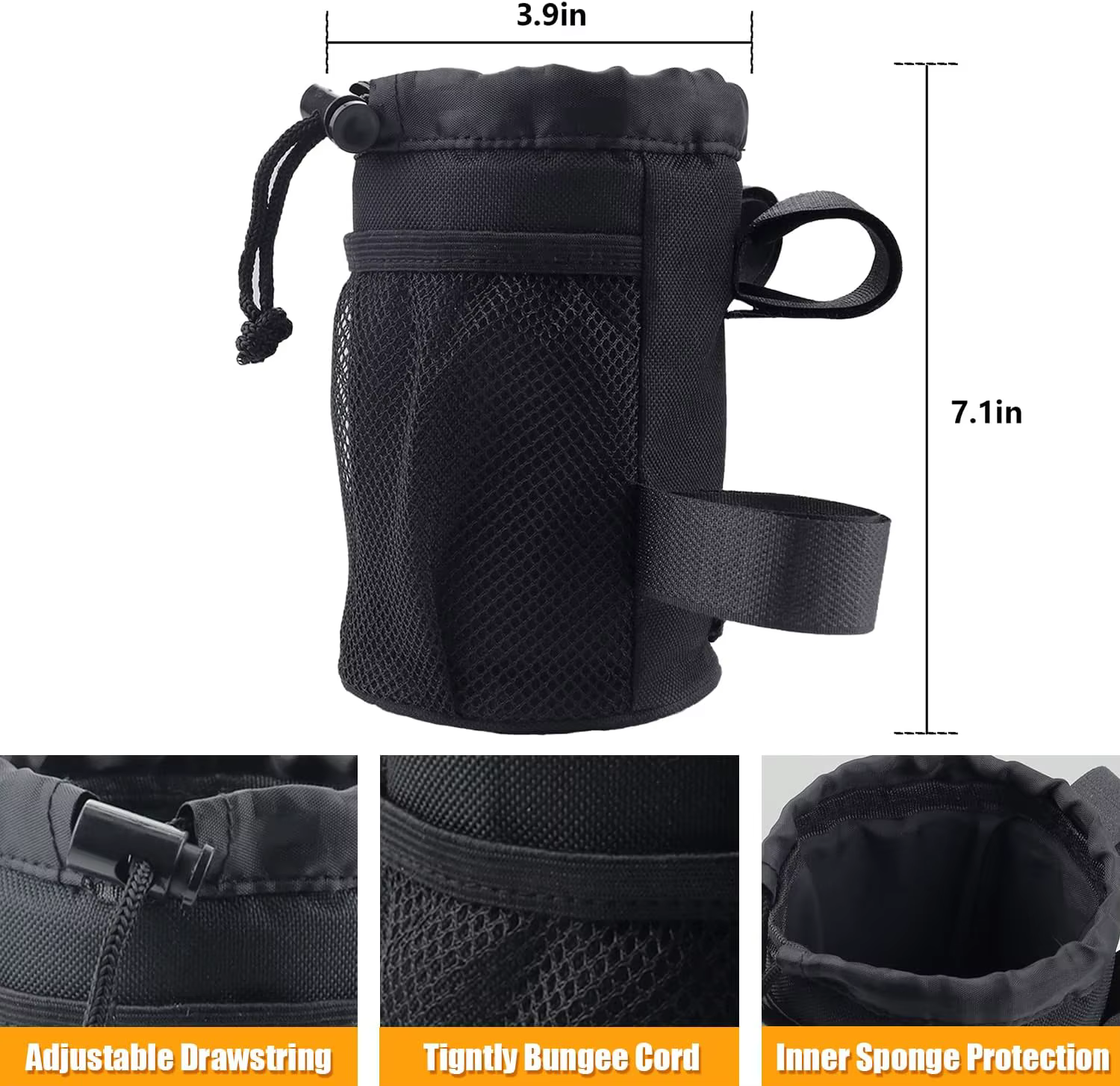 2in1 vélo guidon support pour téléphone vélo porte-bouteille d'eau maille poche universelle ajusteme