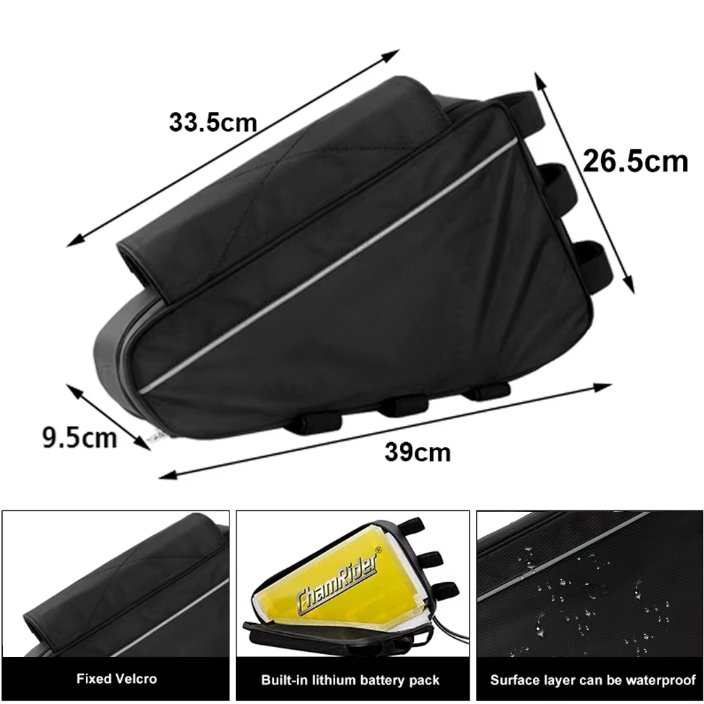sacoche pour batterie de vélo électrique, 36v, 48v, 60v, 72v, e-bike, sacs triangulaires pour boîte