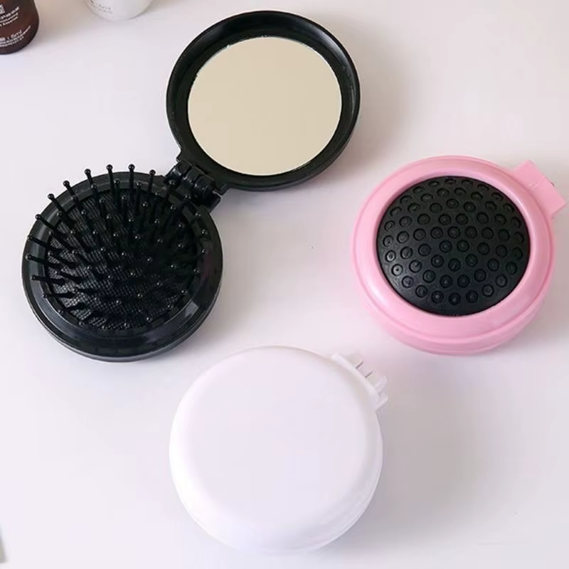 Mini brosse à cheveux ronde pliable pour femmes et filles, brosses de voyage pour cheveux, peigne de