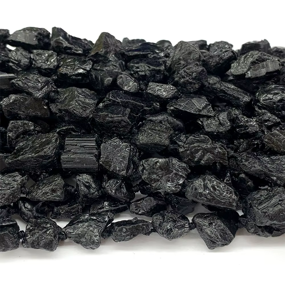 Veemake – pépite de Tourmaline noire minérale brute naturelle, forme libre, perles à facettes amples