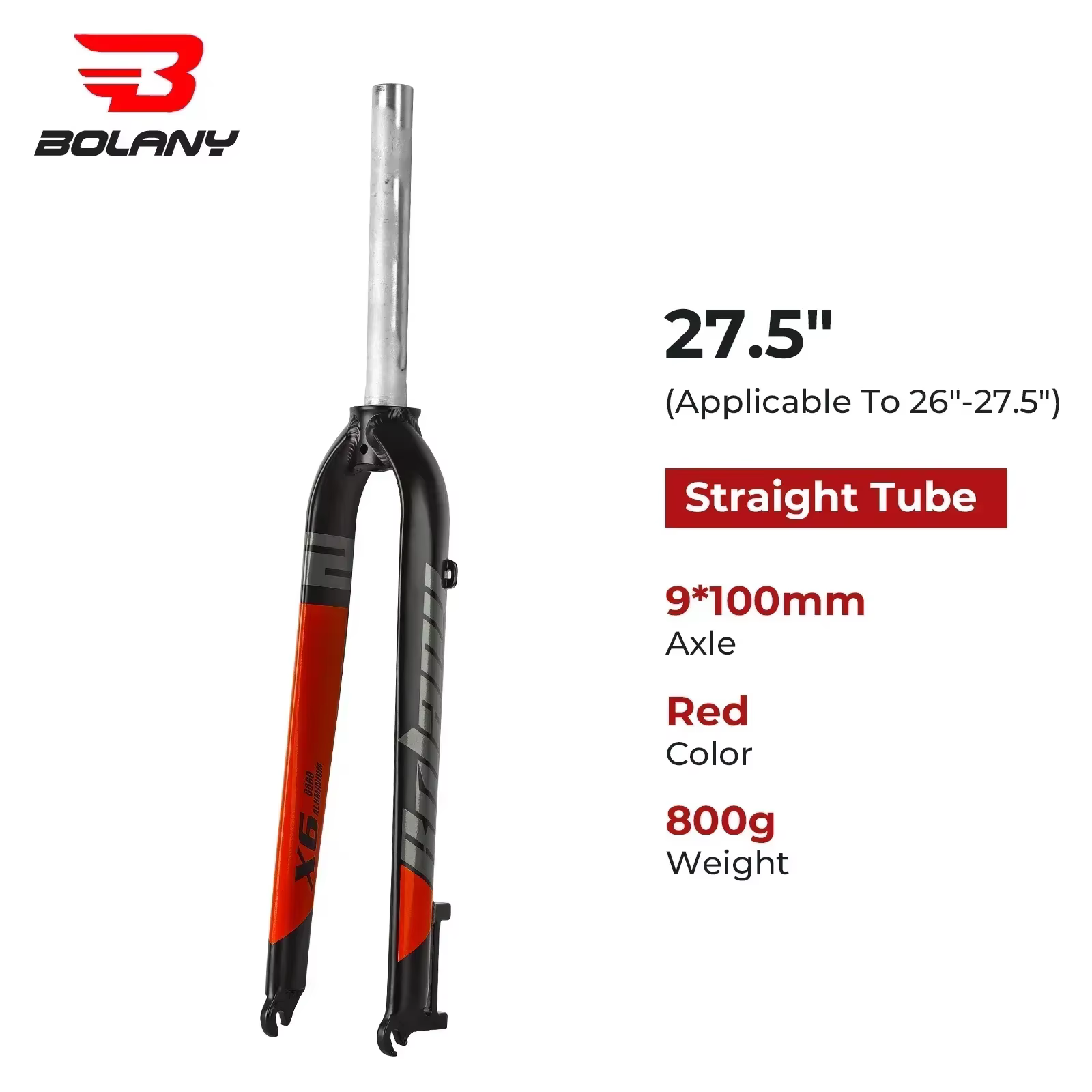 Bolany 26/27.5/29 pouces fourche rigide vtt adapté pour vélo de montagne X6 Tube droit en alliage d'