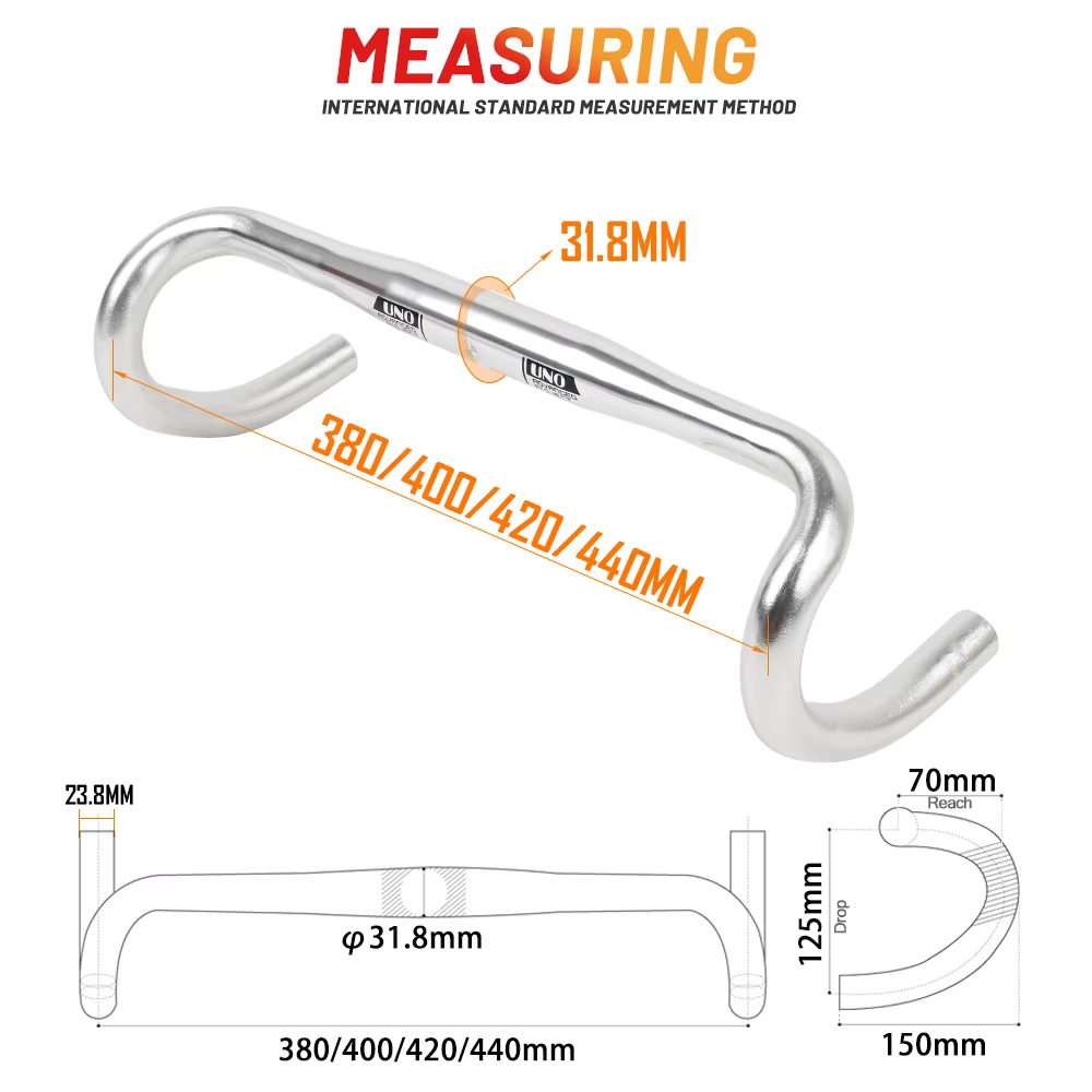 UNO – guidon de vélo de route de course ultraléger, barre courbée 25.4/31.8MM 360/380/400/420/440/46