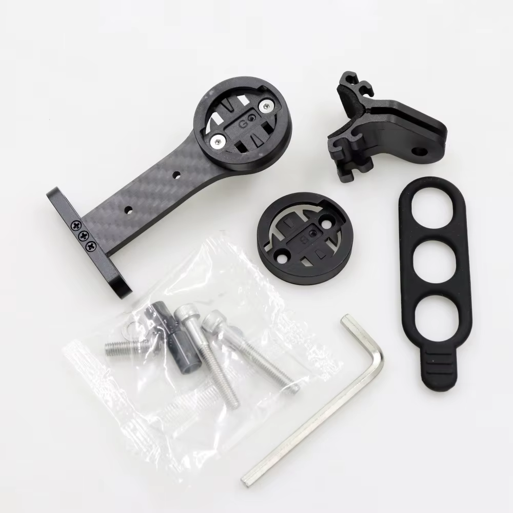 Prolongateur de potence de vélo en fibre de carbone 3K pour support Garmin Magene et support de camé