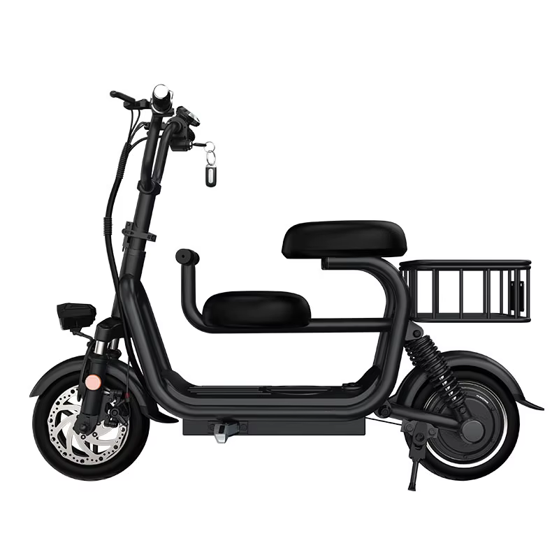 Nouveau Vélo Cargo Électrique 400W 48V Tendance pour Famille, E-bike 11 Pouces 2 Places, Scooter Car