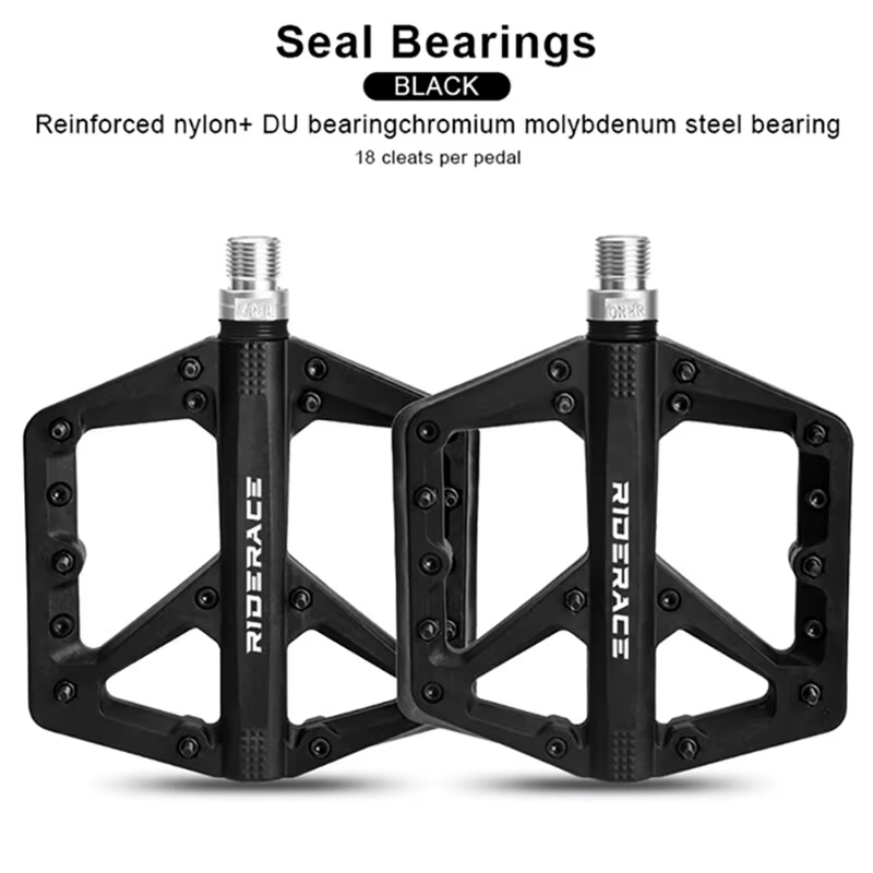 RIDERACE Vélo Pédales Nylon Joint Roulements Ultra Léger Route BMX VTT Pédale de Vélo Plat Plate For