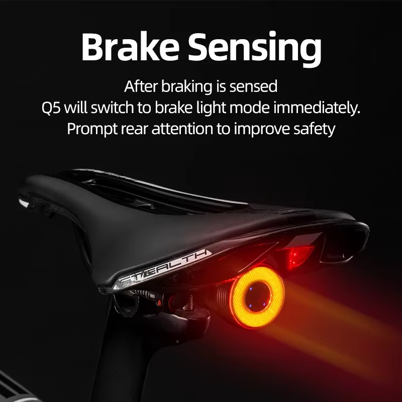 Feu arrière intelligent ROCKBROS pour vélo, détection automatique de freinage, étanche IPX6, lampe a