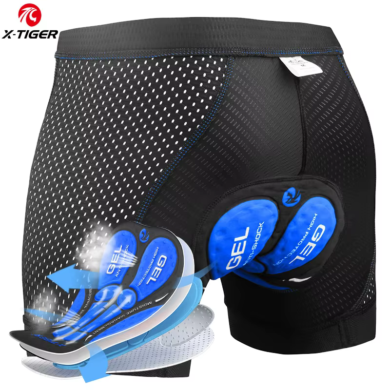 X-TIGER Cyclisme Sous-Vêtements 5D Respirant Rembourré Gel Vélo Shorts Hommes VTT Antidérapant Jambe