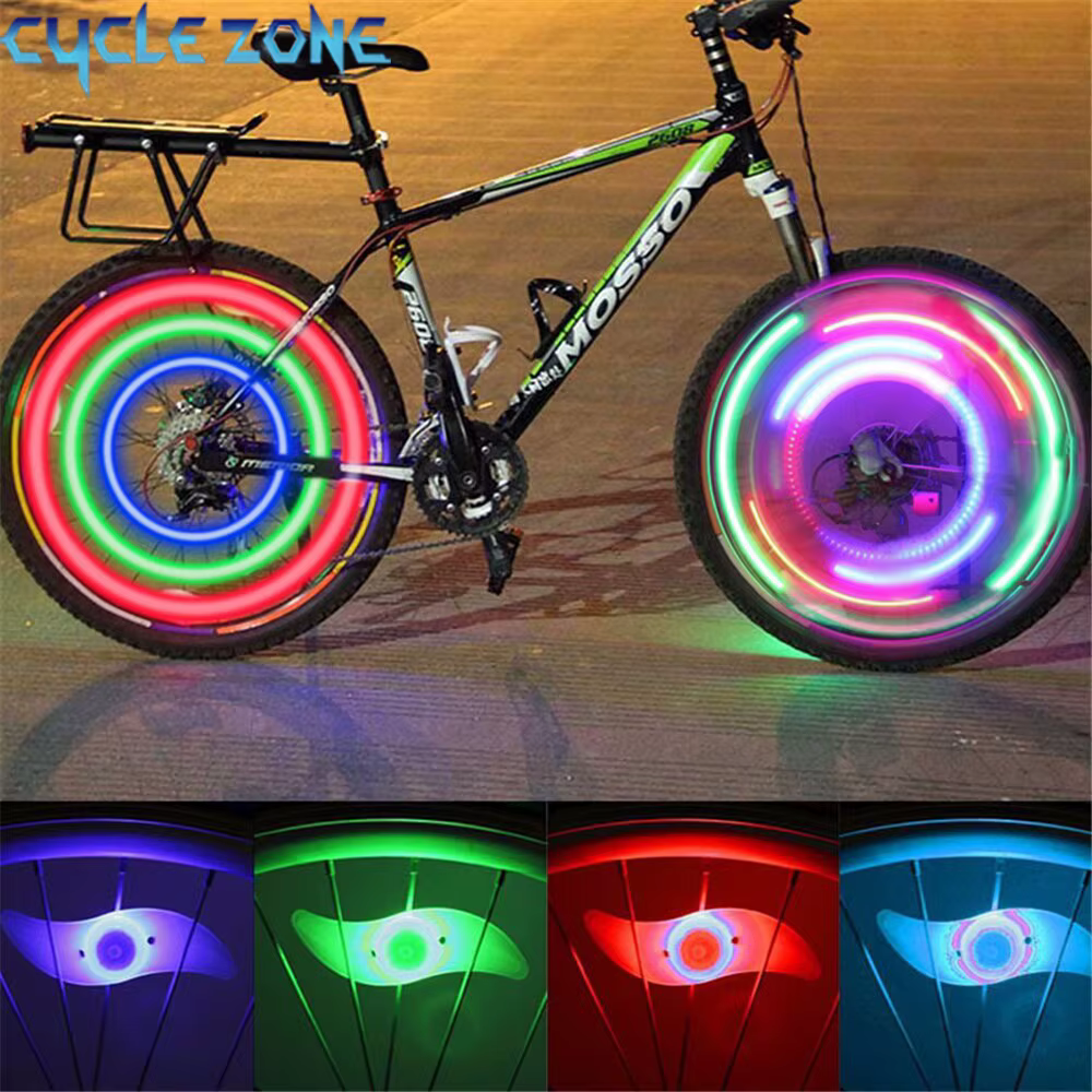 Roue de feu à vent pour vélo de montagne, roue de feu, lampe à rayons, jante lumineuse, lumière de r