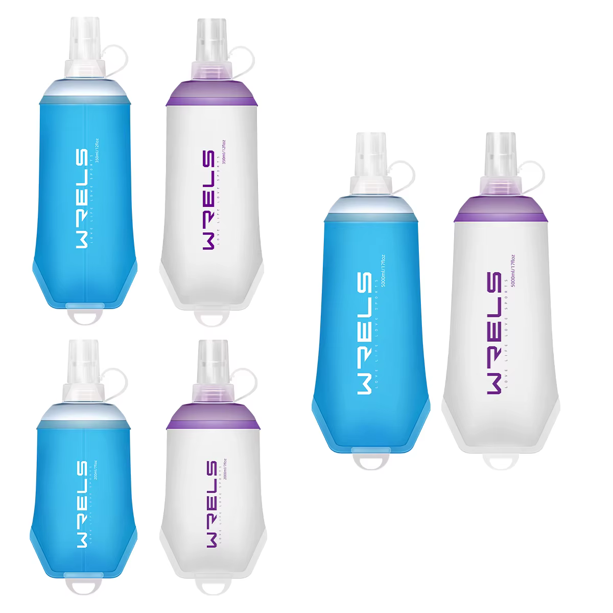 WRELS Sport de plein air bouteille d'eau Camping course vélo doux pliant TPU flacon souple sac d'eau