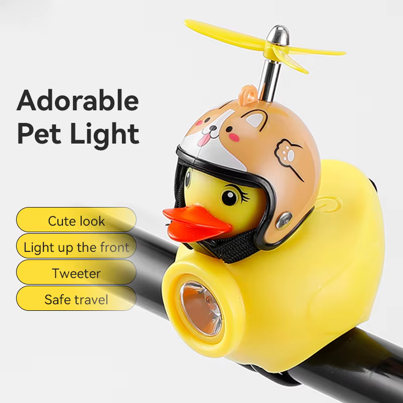 Lumière de vélo pour enfants, équitation de nuit, petit canard jaune, sonnette pour enfants, lampe d