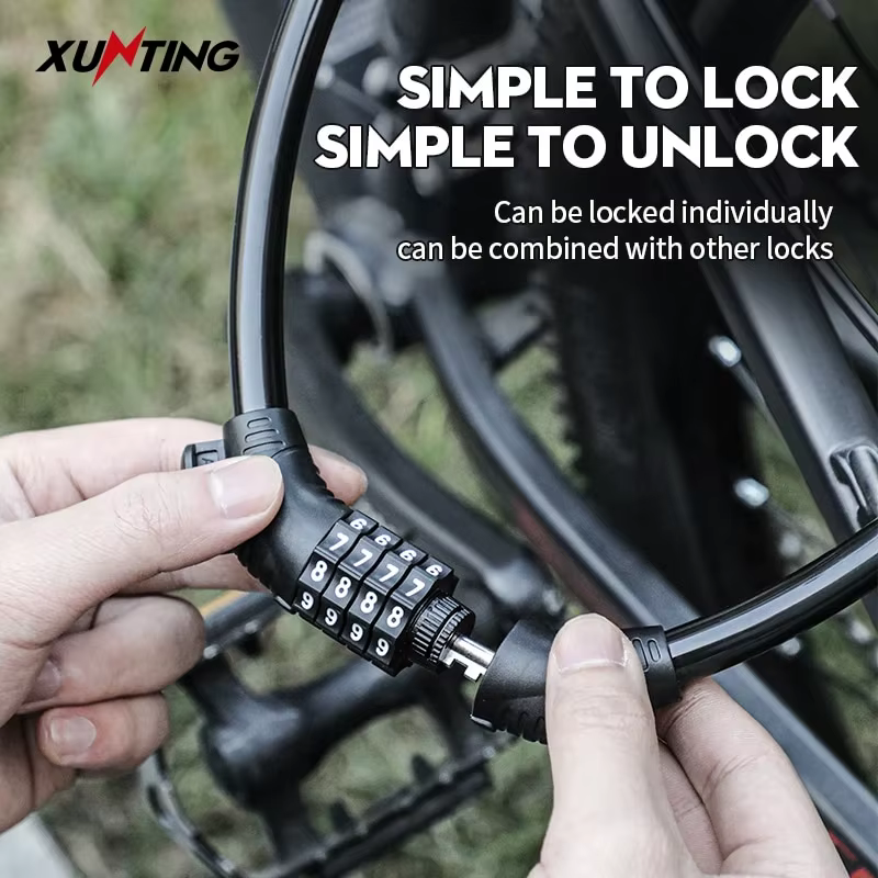 Xunting – câble de verrouillage de vélo 54cm, câble enroulé de 5 pieds, combinaison sécurisée et réi