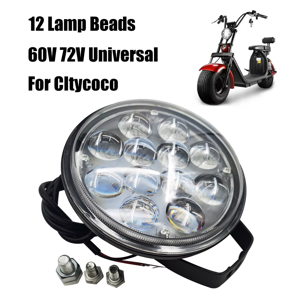 Ensemble de phares avant pour Scooter électrique, 12 perles de lampe, 60V, 72V, universel pour Scoot