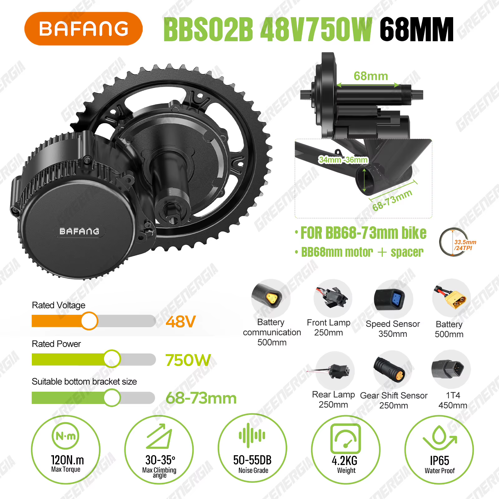 Bafang-kit de motorisation de vélo électrique 750W 48V, moteur 8fun à entraînement central dans le p