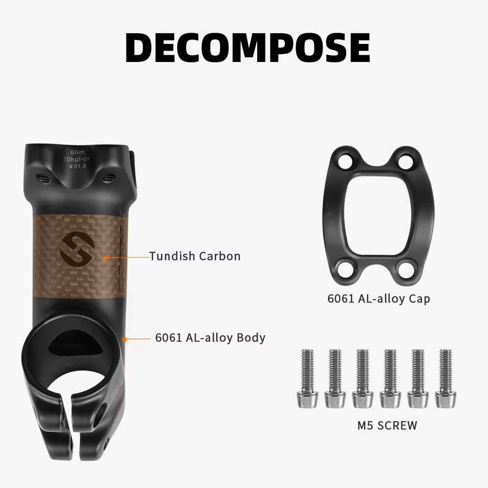 Toseek-Potence de vélo de montagne en carbone ZF-ONE à 25/35 degrés, potence de guidon de 31.8mm, pi