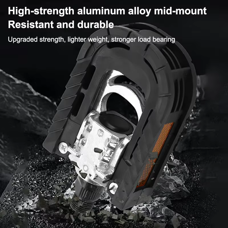 Pédales de vélo pliantes avec bandes réfléchissantes, pédales plates larges en aluminium pour vélos 