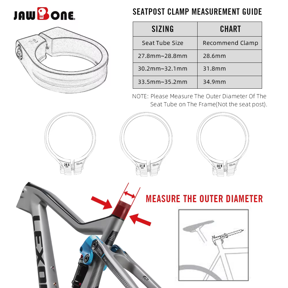 JawboneBicycle tige de selle pince CNC alliage léger selle tige de selle pour 25.4 27.2 30.9 31.6mm 