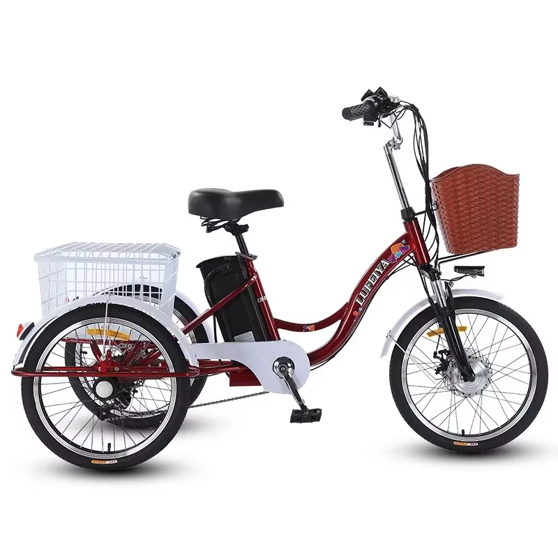 Tricycle électrique à 3 roues pour adultes, 350W, 48V, 7 vitesses, 20 pouces, vélo cargo électrique 