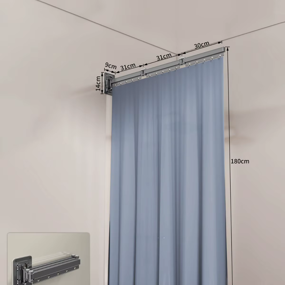 Ensemble de rideaux de douche pliables en polyester imperméable, cloison invisible rétractable pour 