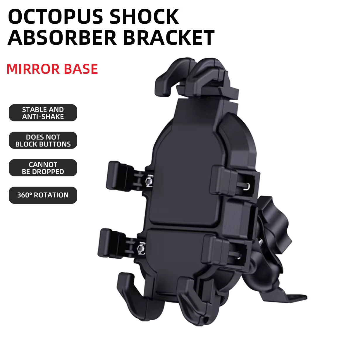 Support de téléphone à Absorption des chocs pour moto et vélo, Stable, Anti-secouement 360 ° Suppo