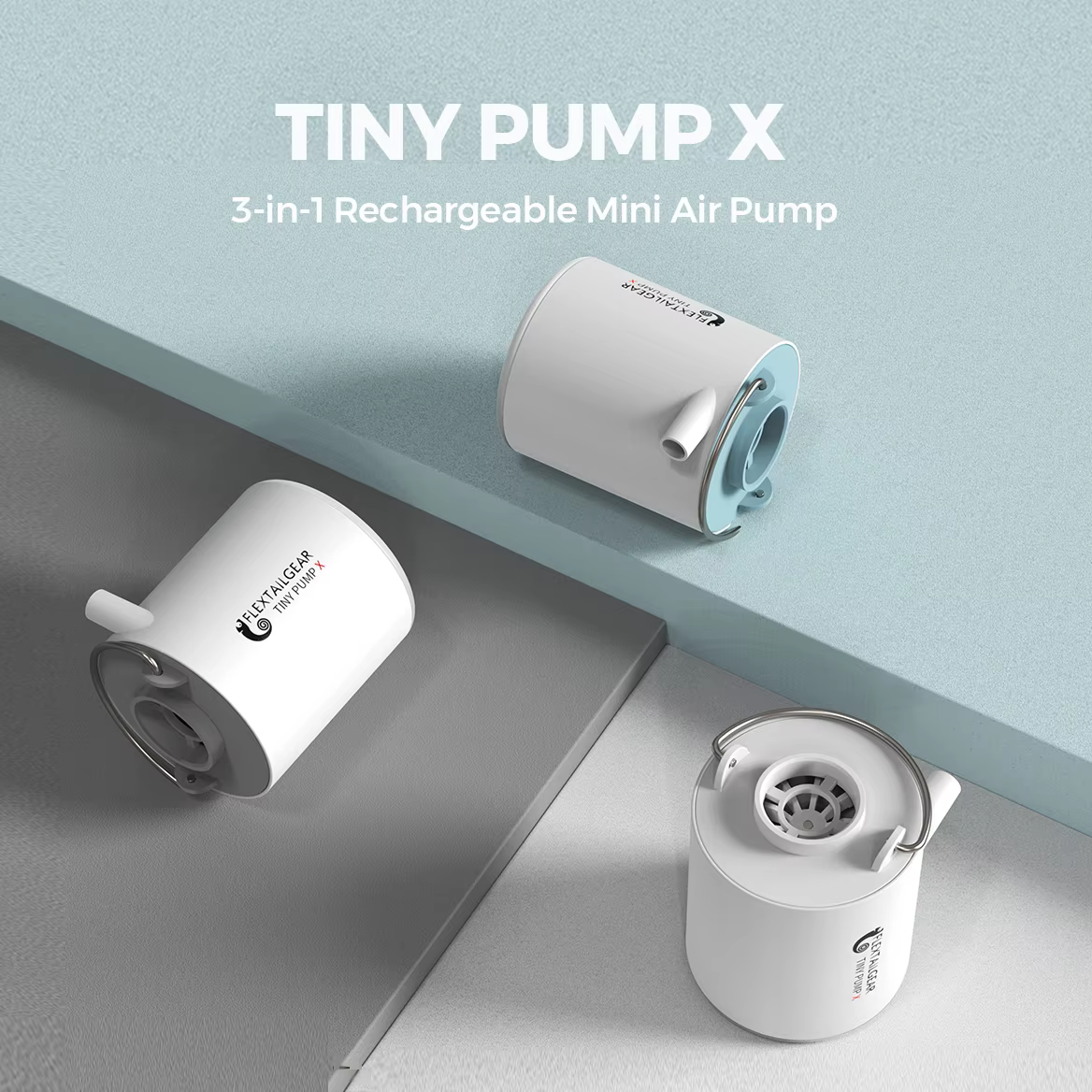 FLEXTAIL TINY PUMP X - Pompe à air de camping portable avec batterie de 1300 mAh rechargeable pour f