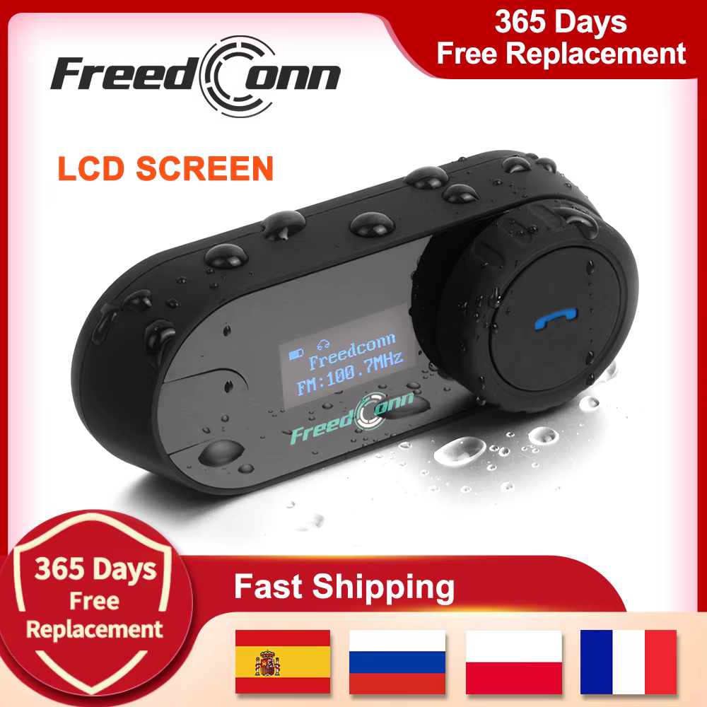 FreedConn Bluetooth moto Interphone casque casque sans fil moto tête Interphone écran LCD FM écouteu