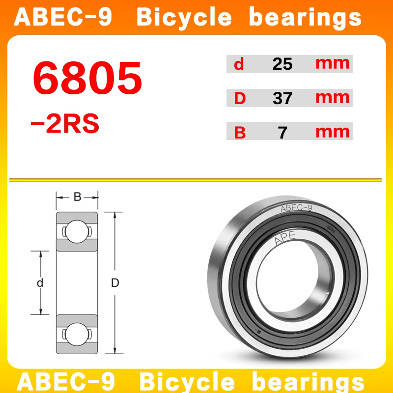 Roulements hybrides en céramique pour vélo, 2 pièces, 6805-2RS 61805 6805 -2RS, ABEC-9, 25x37x7mm, r