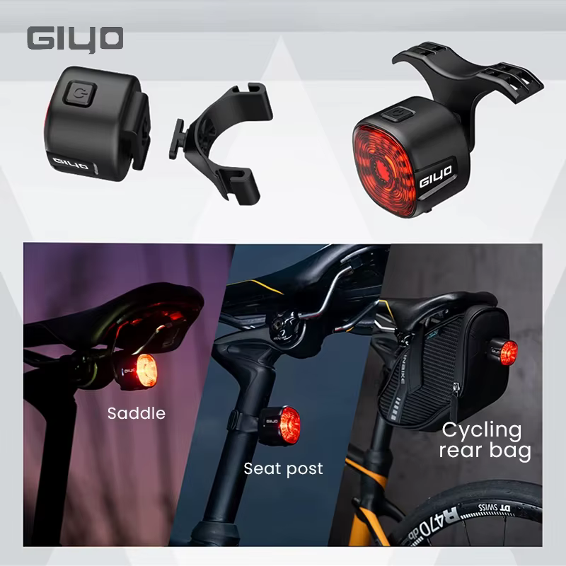 Feu arrière intelligent de vélo Giyo avec freinage intégré, étanche IP66, 6 modes d'éclairage, haute