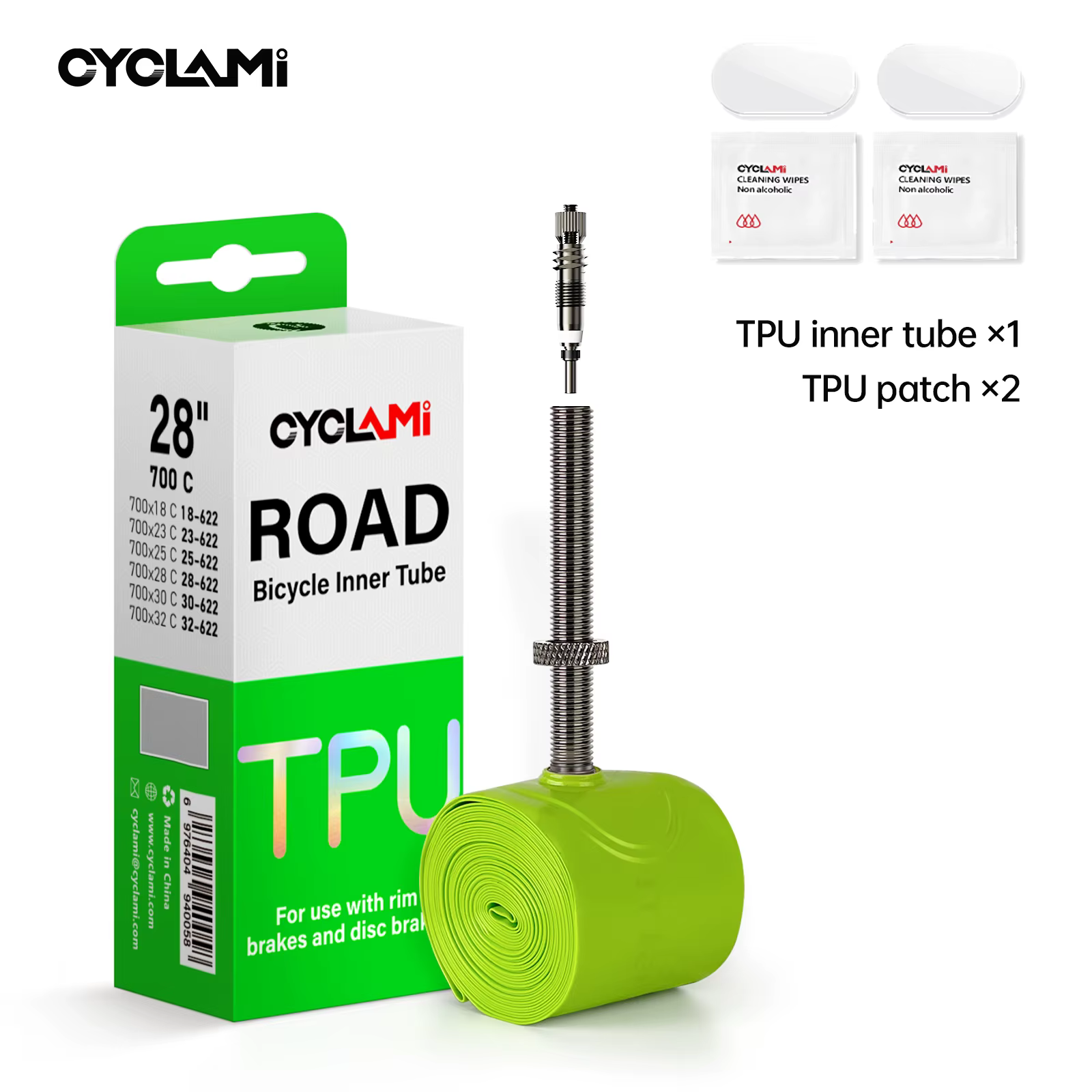 CYCLAMI – noyau de Valve d'air amovible en TPU, Tube intérieur 700c pour vélo de route, matériau TPU