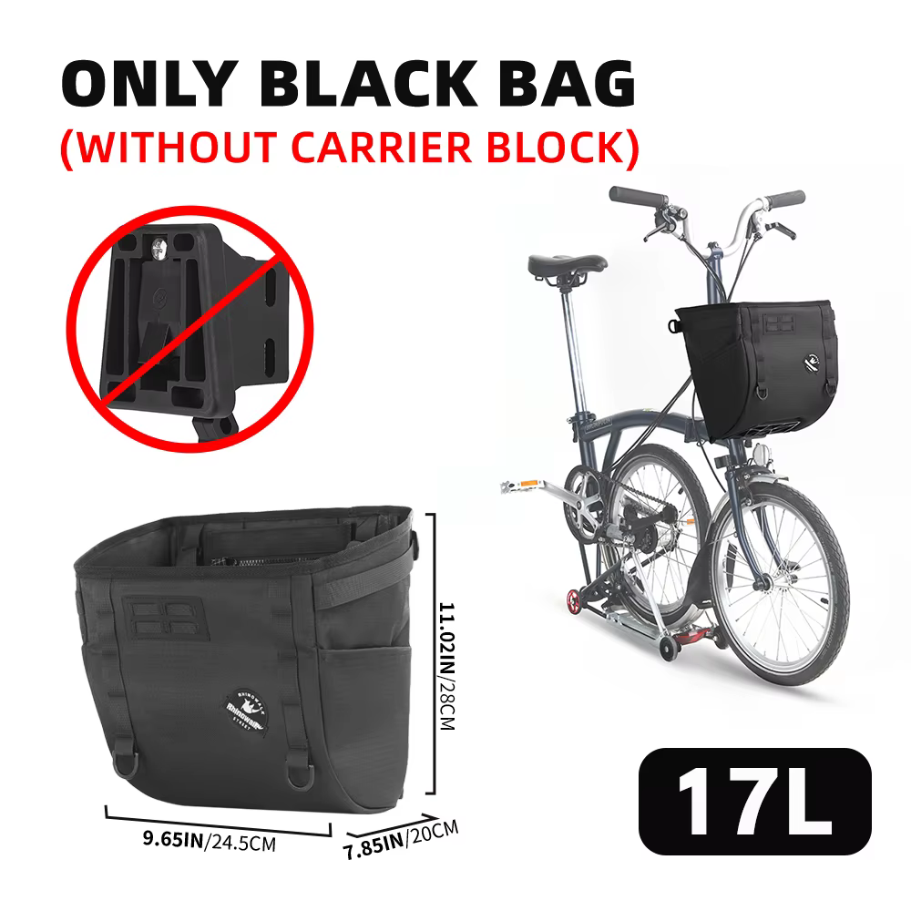Sac de panier avant pour vélo Rhinowalk pour Brompton 17L/24L, sac de transport pour animaux de comp