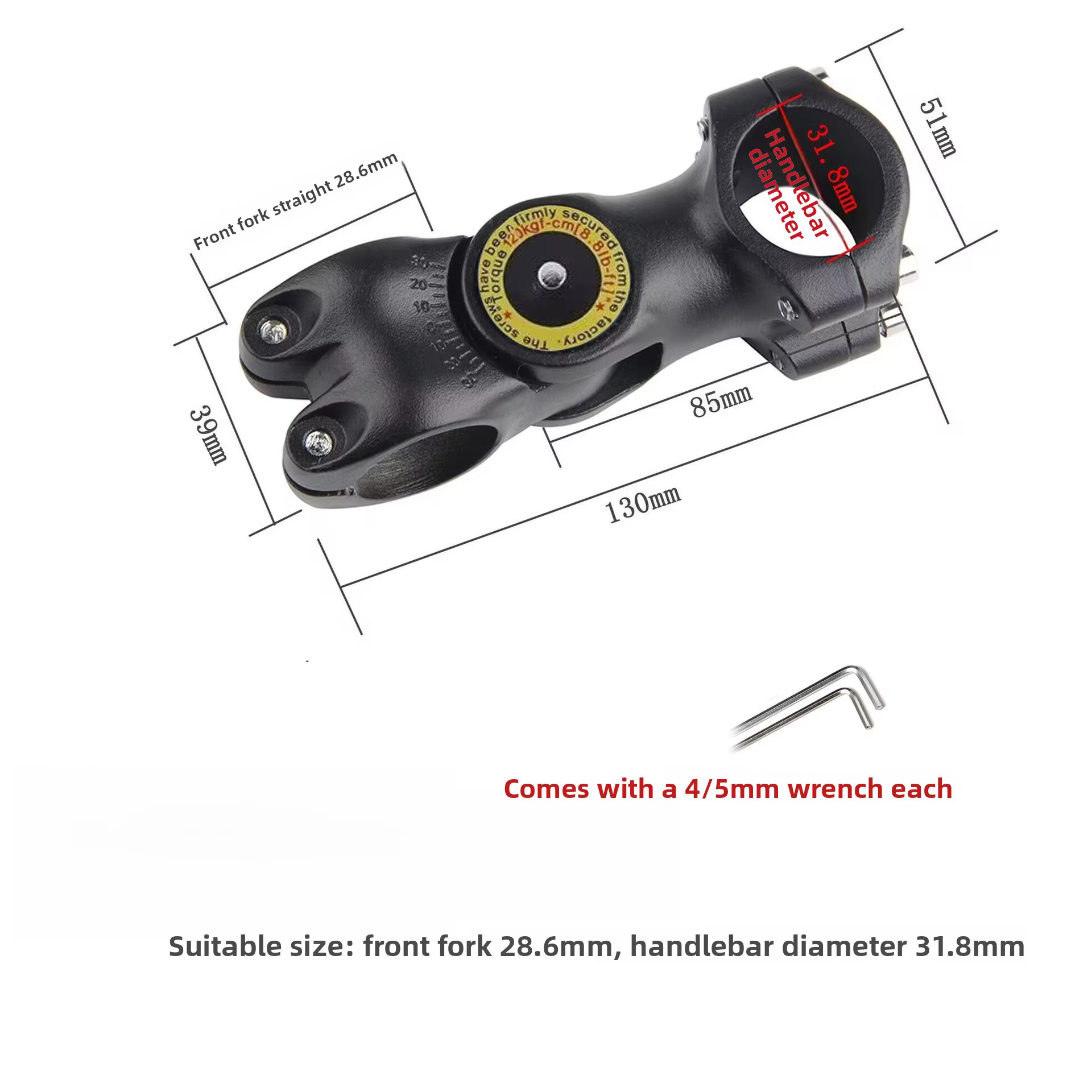 Tige de guidon réglable pour VTT et vélo de route, 31,8 mm / 25,4 mm, en alliage d'aluminium ultralé