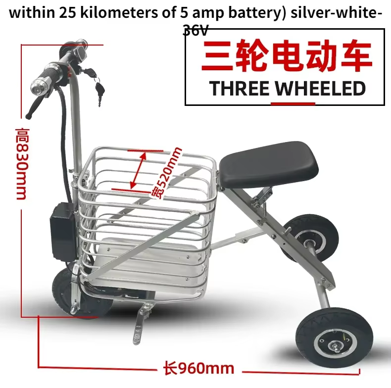 Tricycle électrique de transport pour personnes âgées, petit mini animal de compagnie de shopping lé