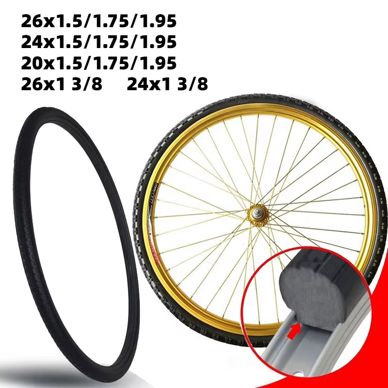 Pneu solide de vélo 20/22/24/26 pouces x1.50/1.95/1 3/8 26 pouces, pneu extérieur de vélo Durable An