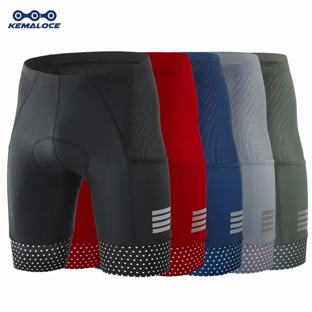 KEMALOCE short de cyclisme hommes blanc noir & gris & rouge Gel Pad été vélo Shorts course sur route