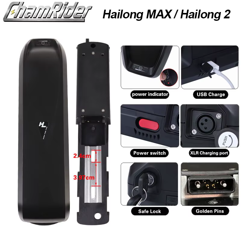 ChamRider Original 48V 36V 52V batterie de vélo électrique 24ah Hailong Max 50A BMS 500W 1000W 1500W