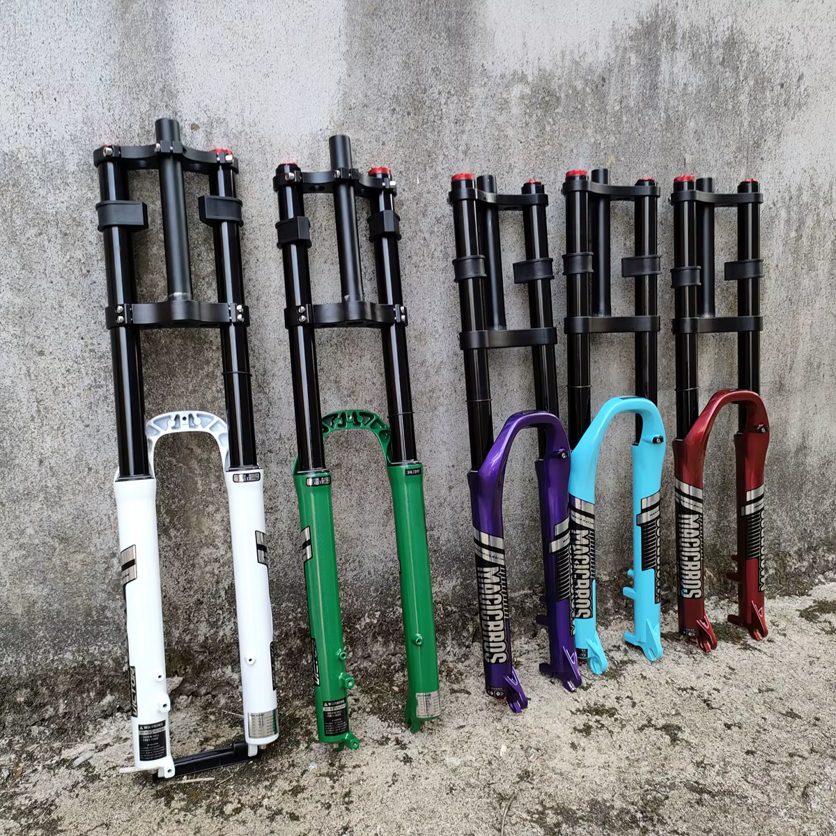 27,5 pouces VTT Suspension pneumatique vélo fourche avant Double épaule 180mm voyage vélos fourche