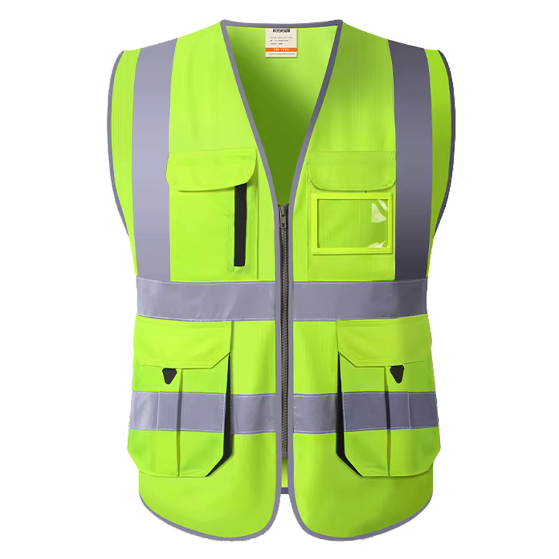 Gilet de circulation orange Touring avec gilet de travail de nuit sur route de construction multi-po