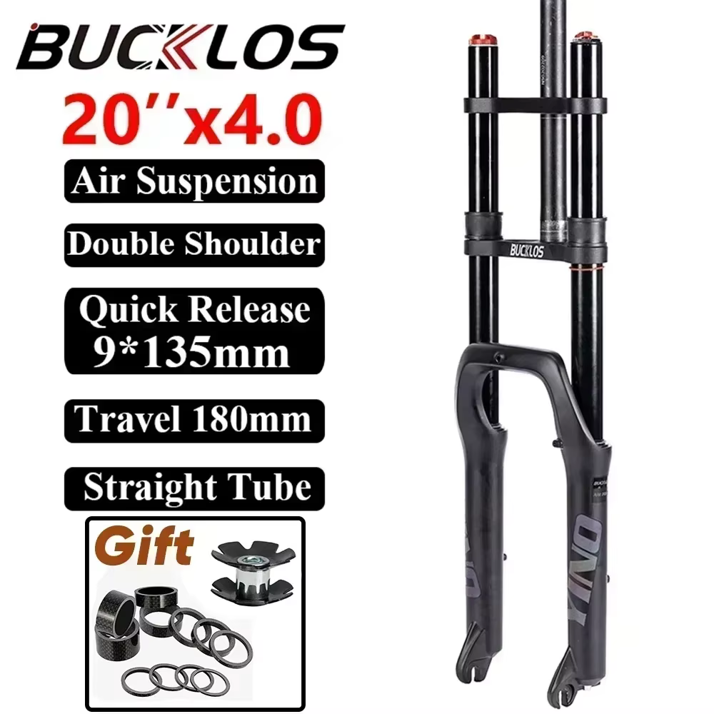 BUCKLOS double couronne 20 pouces Ebike gros vélo fourche 20*4.0 e-bike Suspension pneumatique fourc