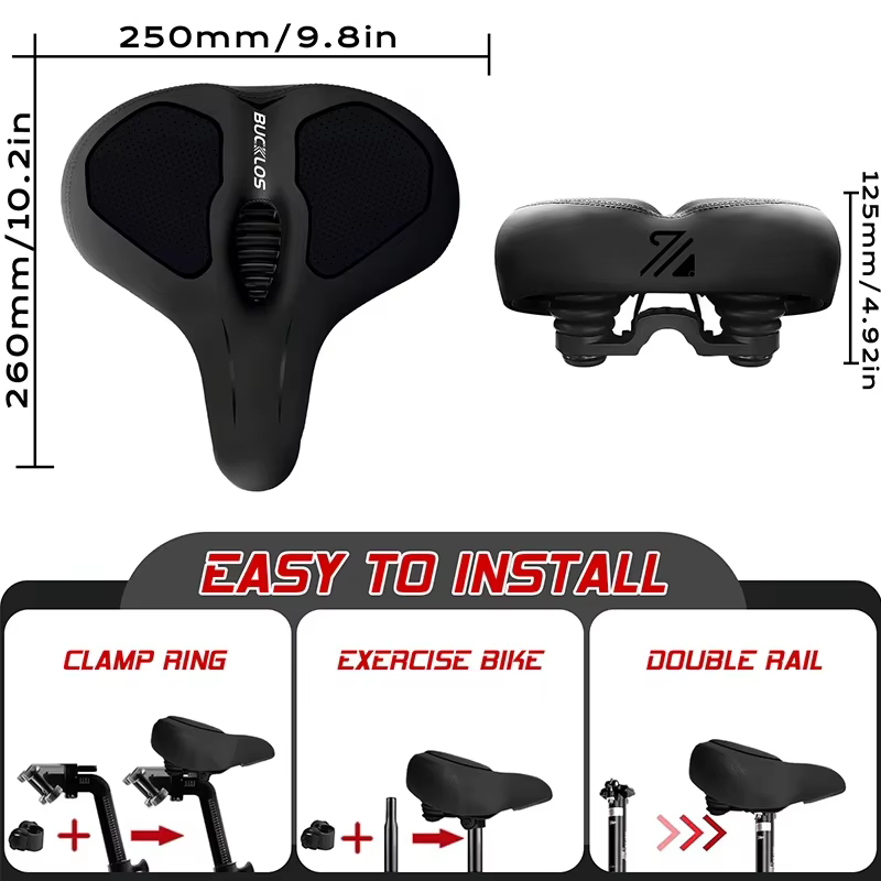 BUCKLOS selle de vélo surdimensionnée absorption des chocs élargir épaissir selle de vélo ergonomiqu