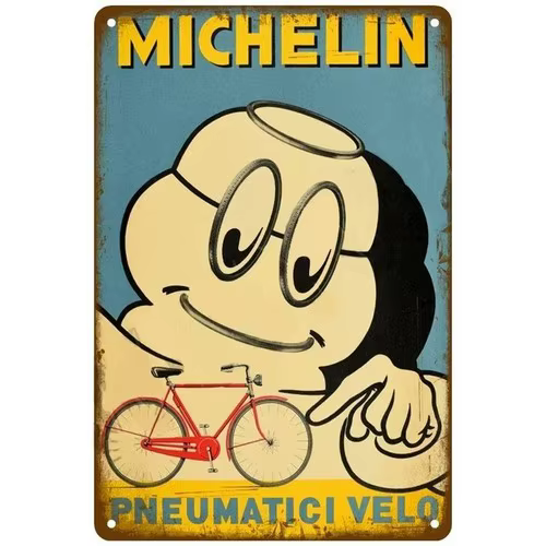 Pneumatiques Velo – Plaque Métallique Vintage pour Décoration de Magasin de Pneus de Vélo