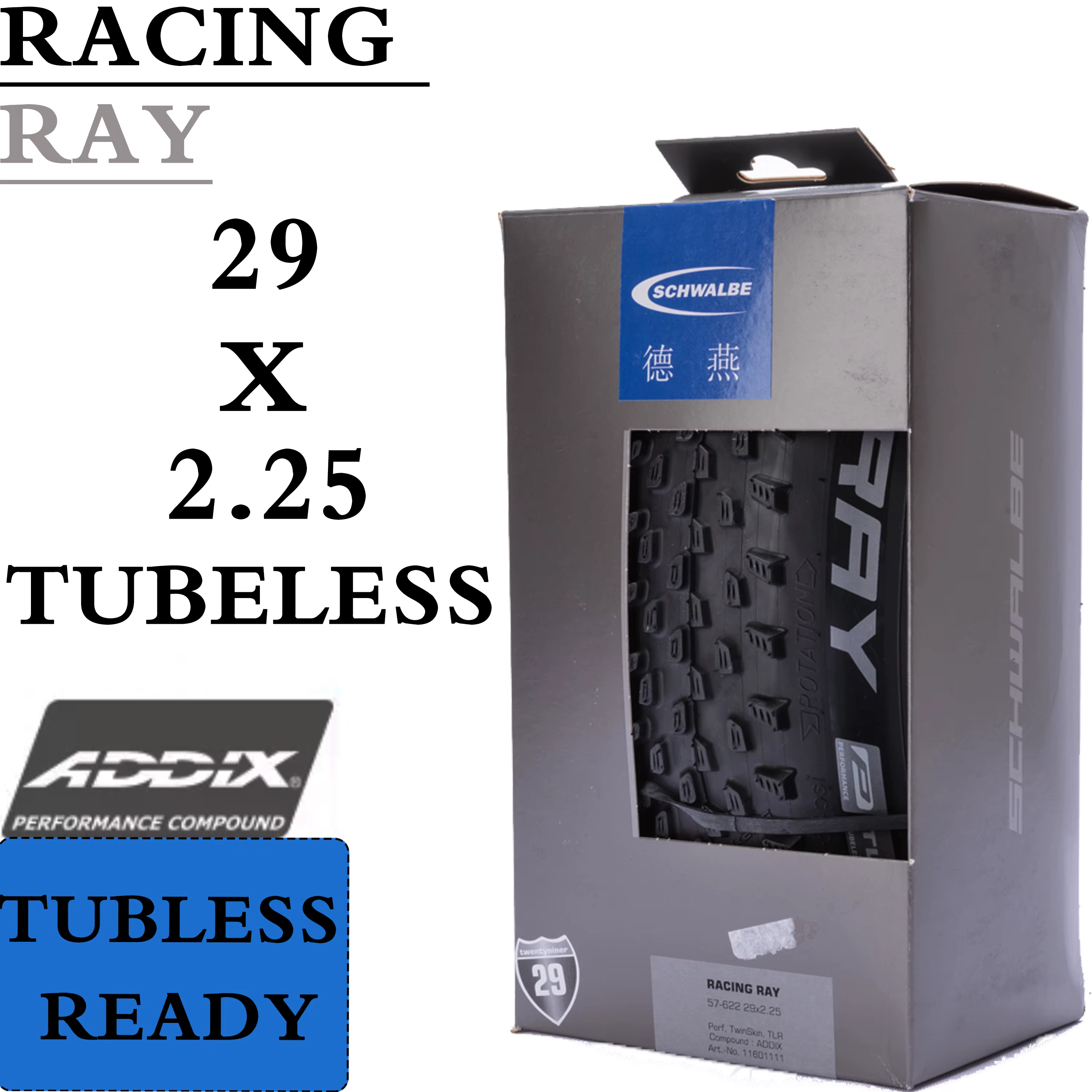 SCHWALBE RACING RAY RALPH 27.5x2.25 29x2.10 2.25 2.35 vtt pneus de vélo sans chambre avant arrière V