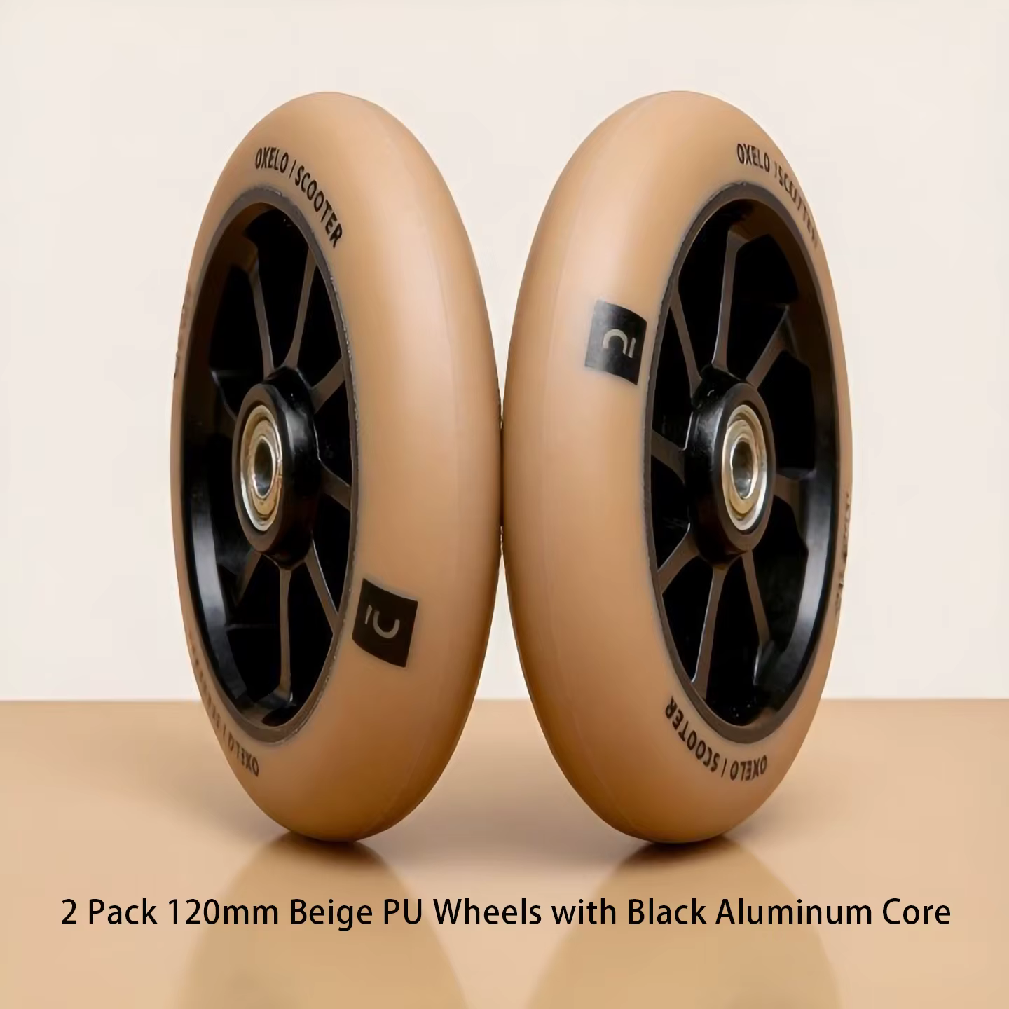 Roues de trottinette Pro 120 mm × 24 mm, roues en PU avec noyau en aluminium, roulement de 8 mm pour