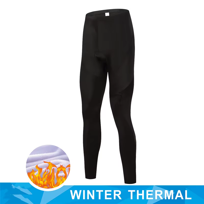 Pantalon de cyclisme thermique pour homme, collants à bretelles, noir, sourire, chaud, long, rembour