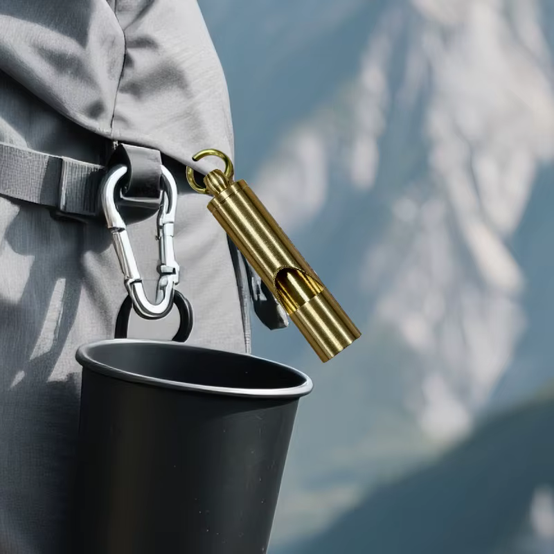 Sifflet de sécurité fort, porte-clés de survie en laiton pour signalisation d'urgence, randonnée en 