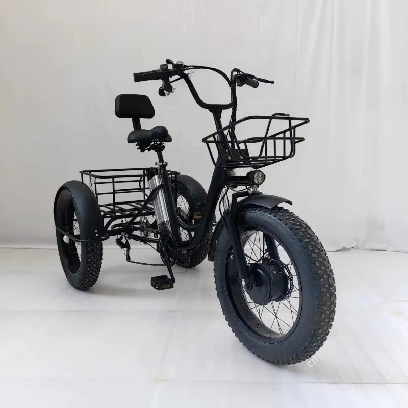 Tricycle électrique à pédales avec pneus larges de 20 pouces, batterie au lithium, pour la neige