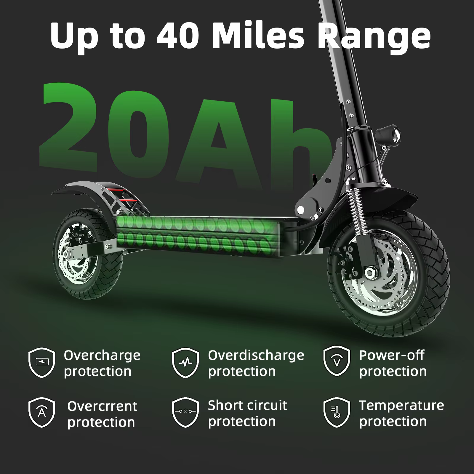 Trottinette Électrique Pliable à 2 Roues pour Adulte, Batterie Rechargeable de 20Ah, Longue Autonomi