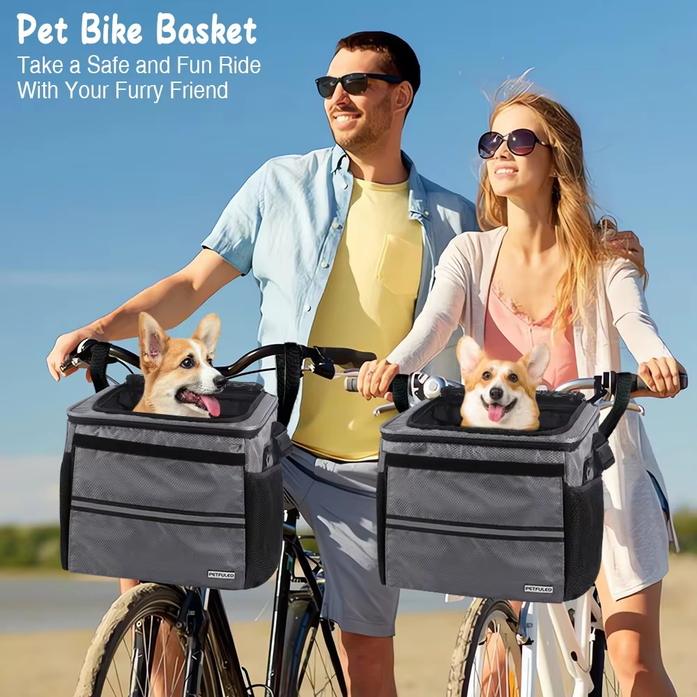 Panier de vélo pour chien ou chat, sac à dos extensible à face souple avec 4 portes ouvertes, porte-