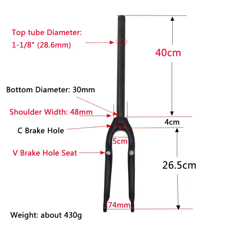 Vélo pliant UD fourche avant entièrement en Fiber de carbone V + C frein 20er 406/451 74mm fourche d