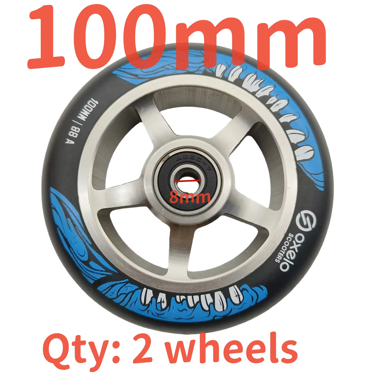 Roue de Scooter Cascadeur avec Roulement, 100mm, 110mm, 100x24mm, 2 Roues/Lot
